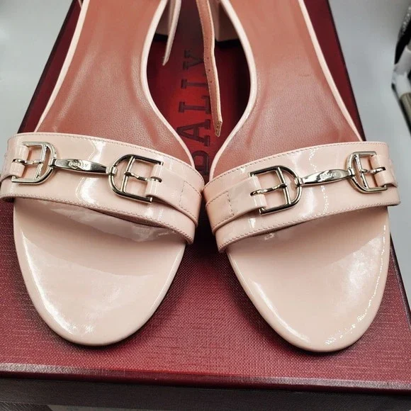 bally cloto calf patent leather women shoes sandals petal bnwt - Picture 5 of 12